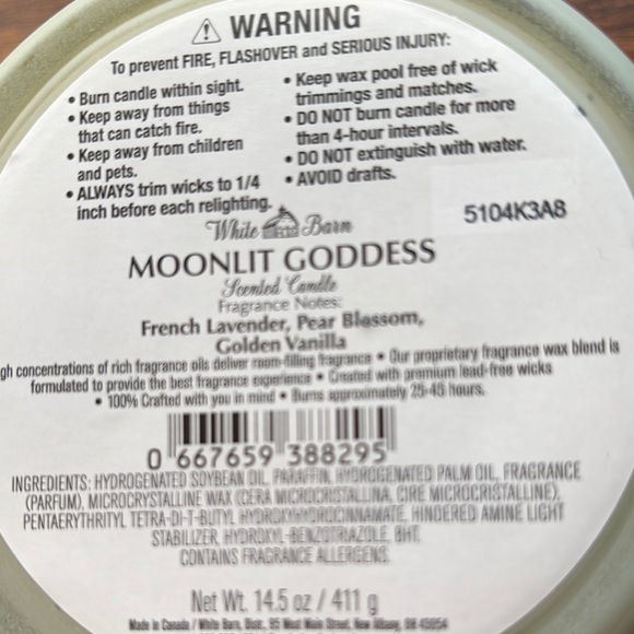 White Barn Nwt “Moonlit Goddess” From The New Fall Scents 3 Wick Candle - Picture 4 of 5